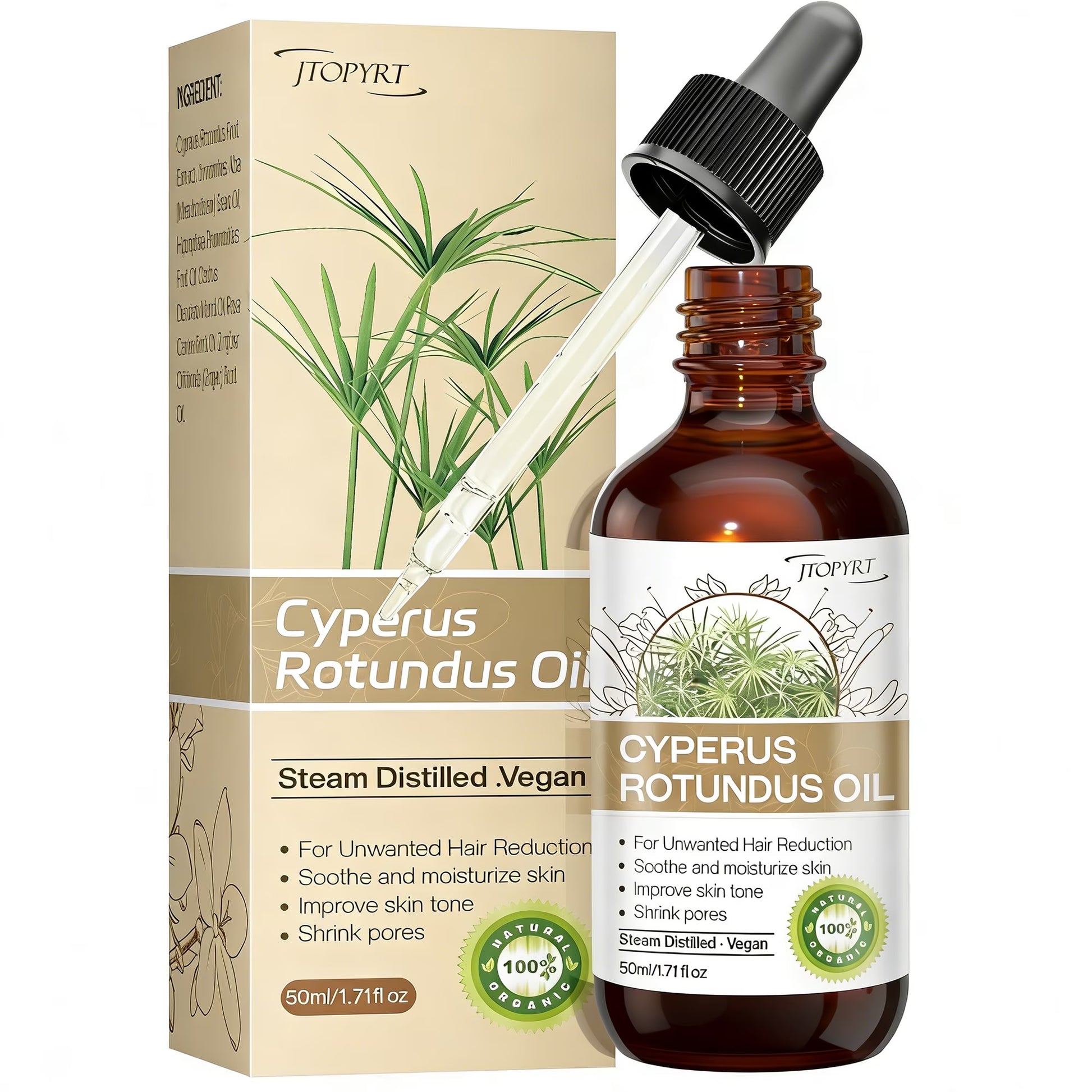 Cyperus Rotundus Oil for Hair Removal,Smooth Skin, Moisturizing & Soothing for Women and Men,1.71 Fl.Oz