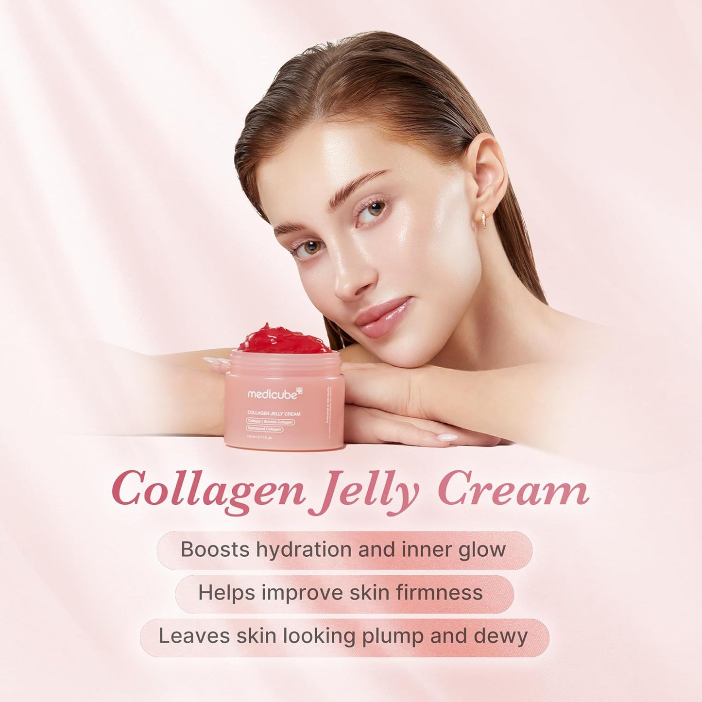 Jelly Cream with Collagen, Niacinamide | Freeze-Dried Hydrolyzed Collagen for Skin Barrier Hydration & 24H Glow | Plumper, Firmer Looking Skin | 3.71 Fl.Oz