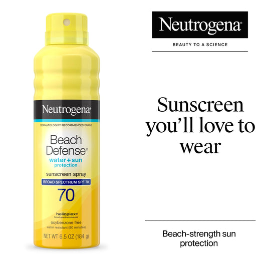 Beach Defense SPF 70 Body Sunscreen Spray, Beach Essentials Sun Care, 6.5 Oz