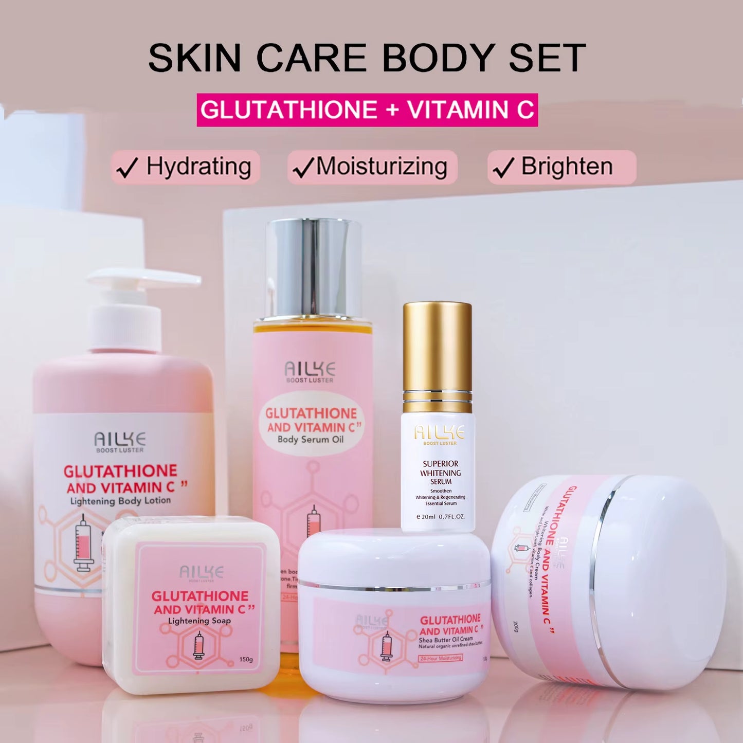 Whitening Remove Black Spots Facial Skin Care Lotion Moisturizing Cream Body Glutathion Vitamin C Black Skin Face New Set