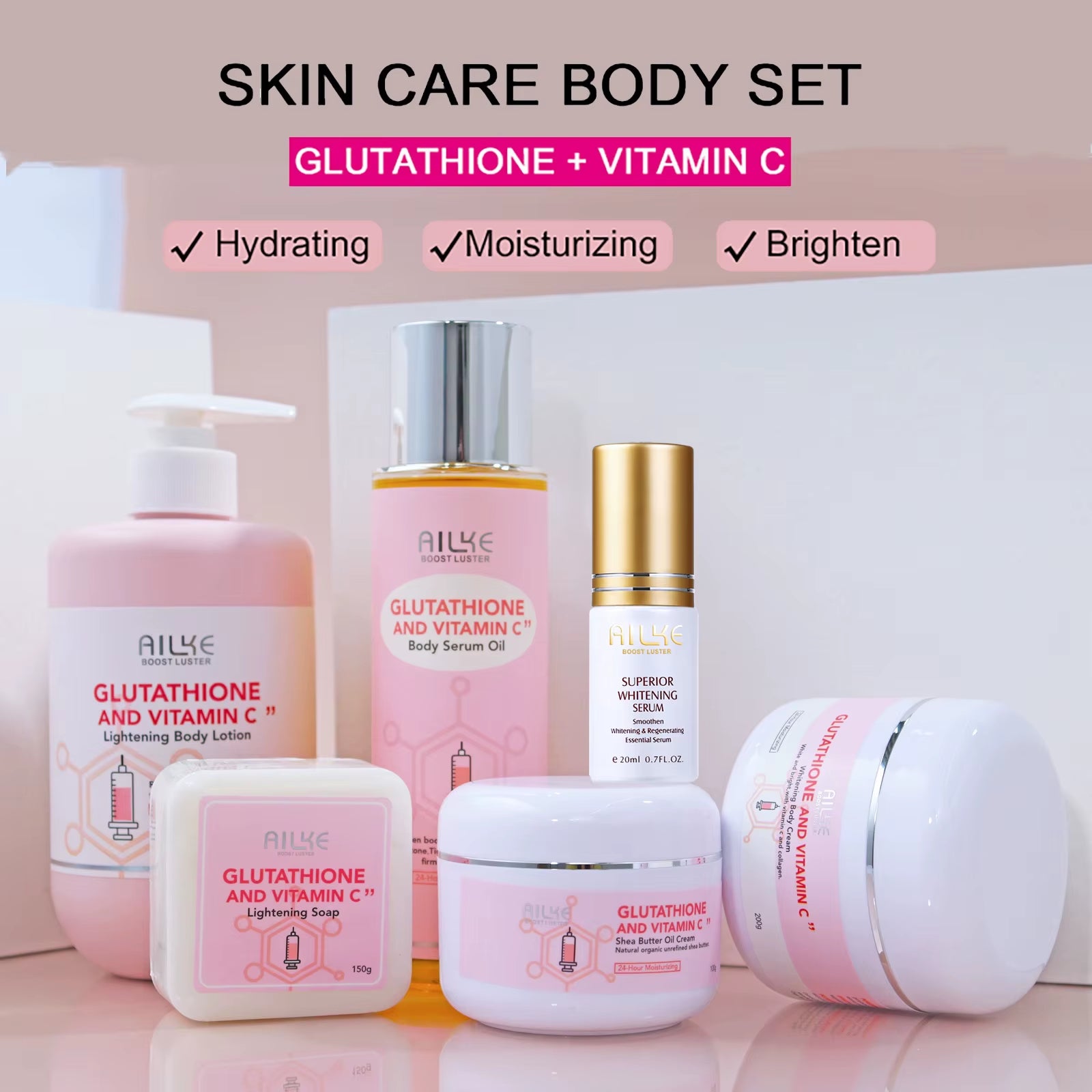 Whitening Remove Black Spots Facial Skin Care Lotion Moisturizing Cream Body Glutathion Vitamin C Black Skin Face New Set