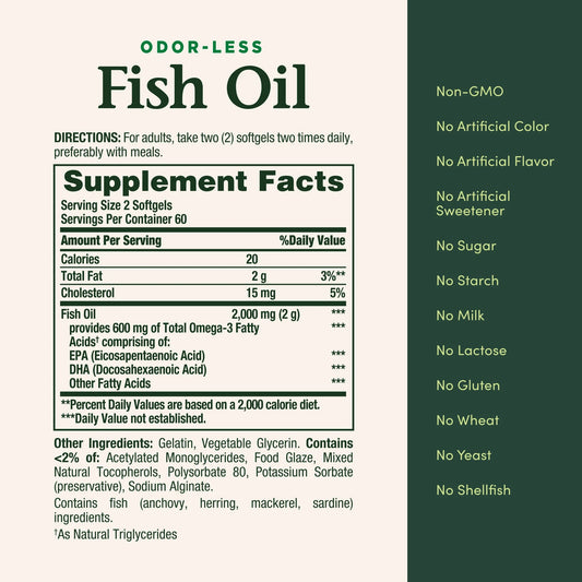 Fish Oil with Omega 3 Softgels, 1000 Mg, 120 Ct