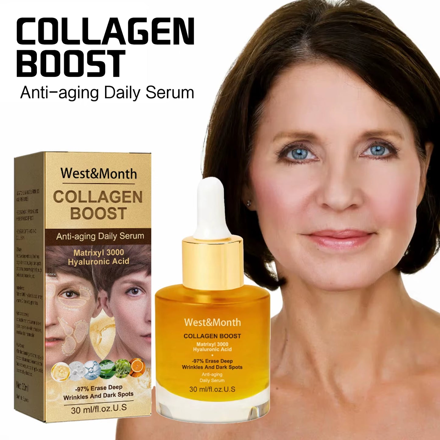 Women Collagen Boost anti Aging Daily Face Serum Skin Barrier Repairing Deep Wrinkles and Dark Spots Erasing Elastic Skin Serum