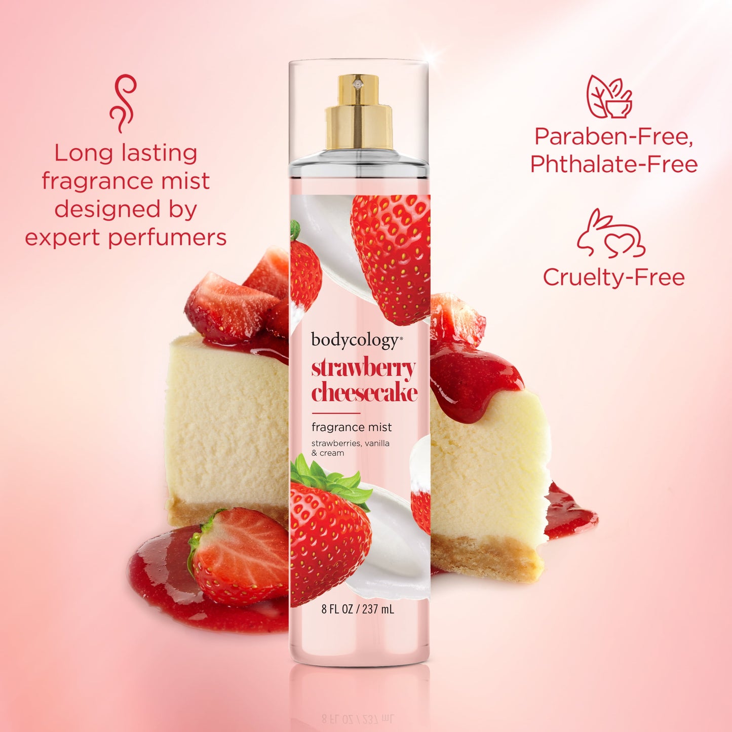 Fragrance Body Mist, Strawberry Cheesecake, 8 Fl Oz