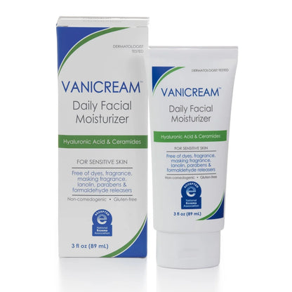 Vanicream Daily Facial Moisturizer with Hyaluronic Acid and Ceramides for Sensitive Skin, 3 Fl Oz