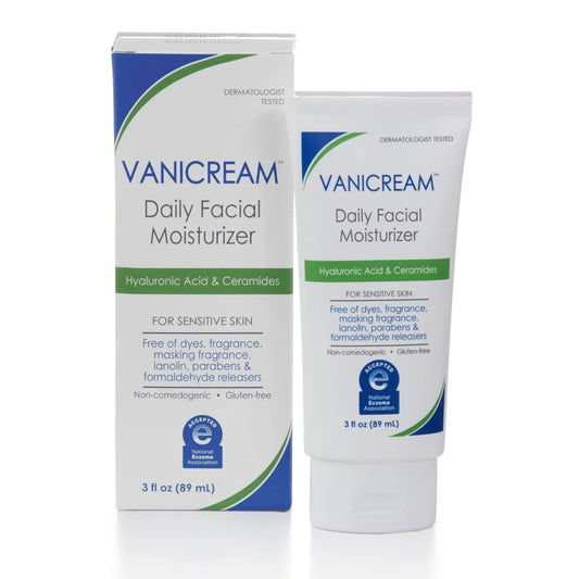 Vanicream Daily Facial Moisturizer with Hyaluronic Acid and Ceramides for Sensitive Skin, 3 Fl Oz