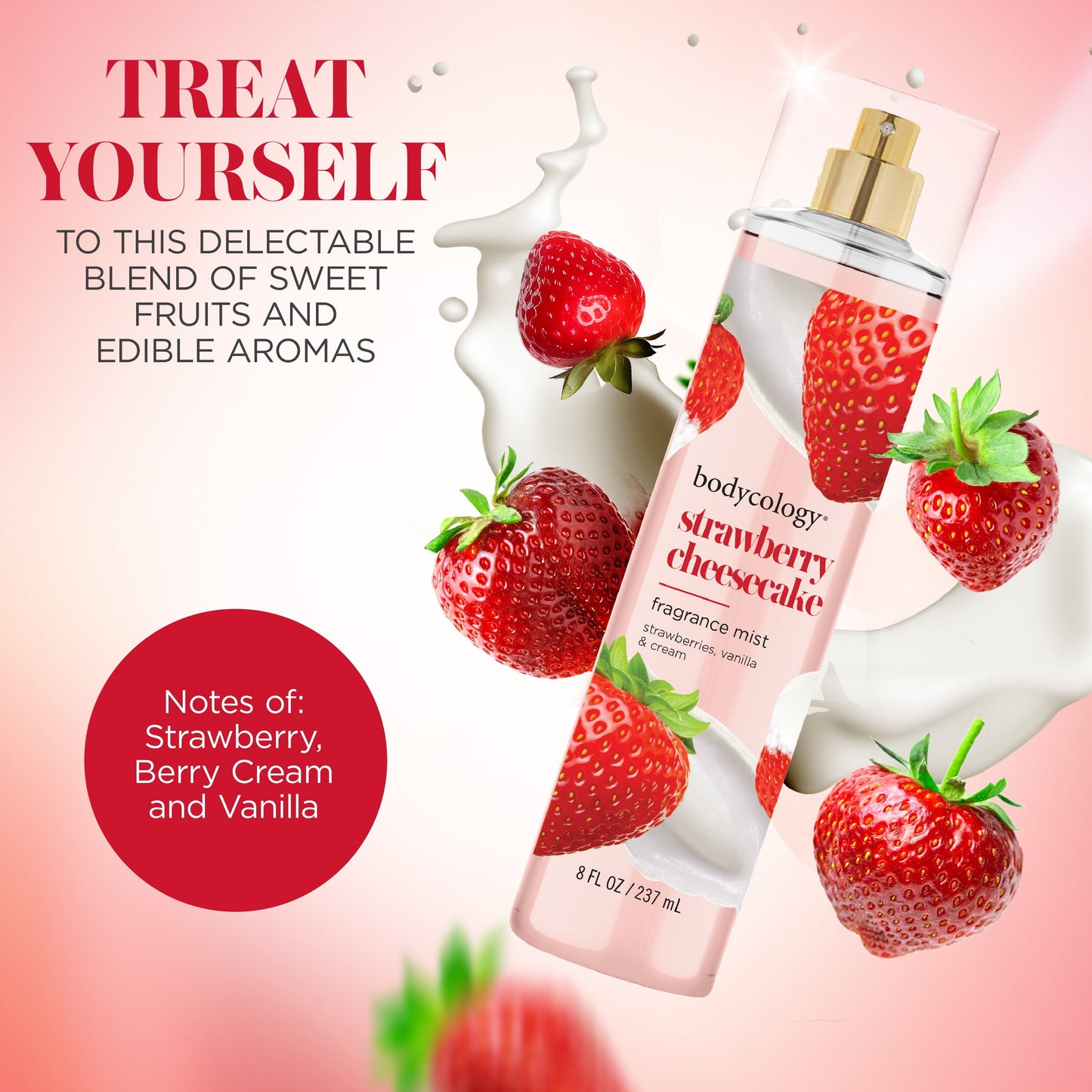 Fragrance Body Mist, Strawberry Cheesecake, 8 Fl Oz