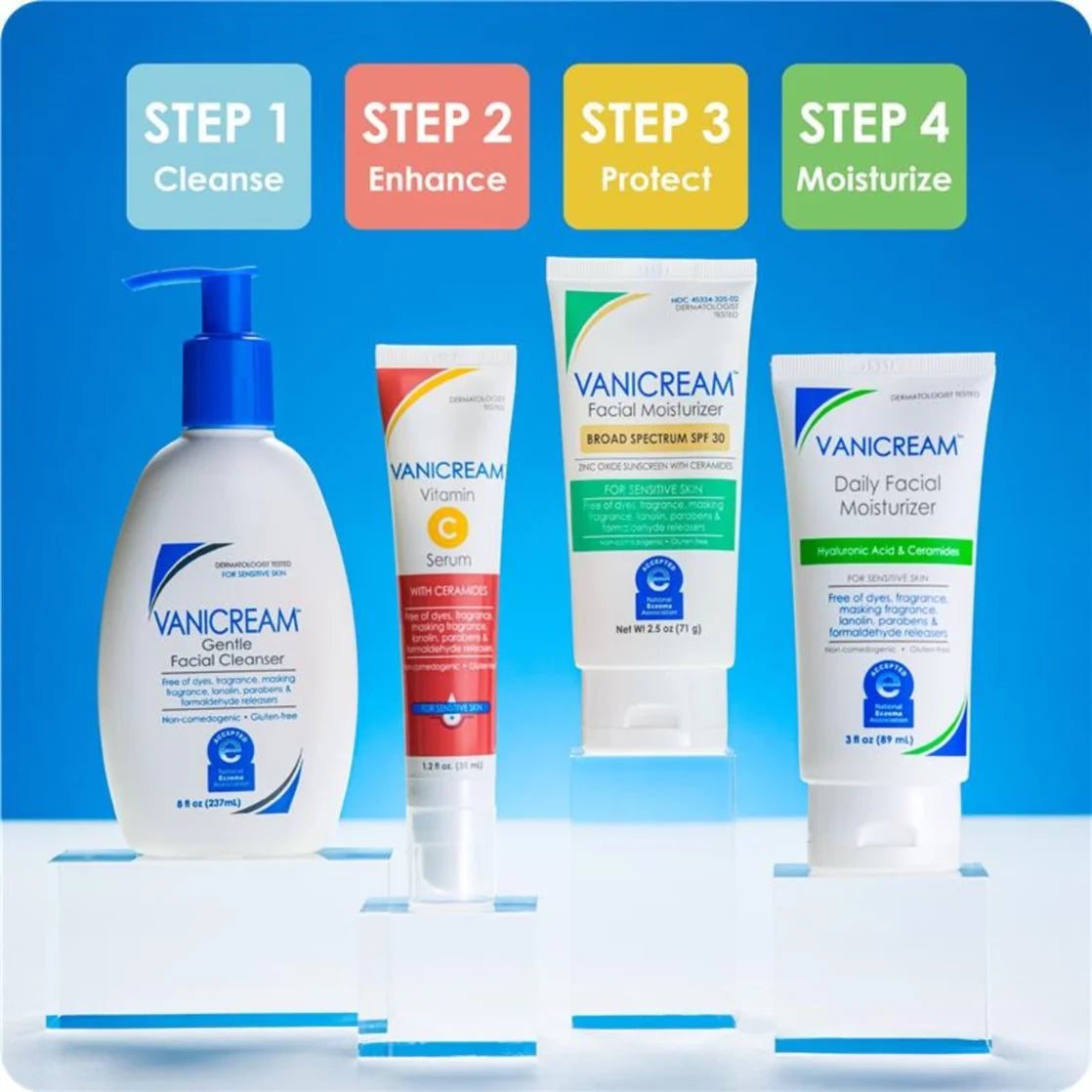 Vanicream Daily Facial Moisturizer with Hyaluronic Acid and Ceramides for Sensitive Skin, 3 Fl Oz